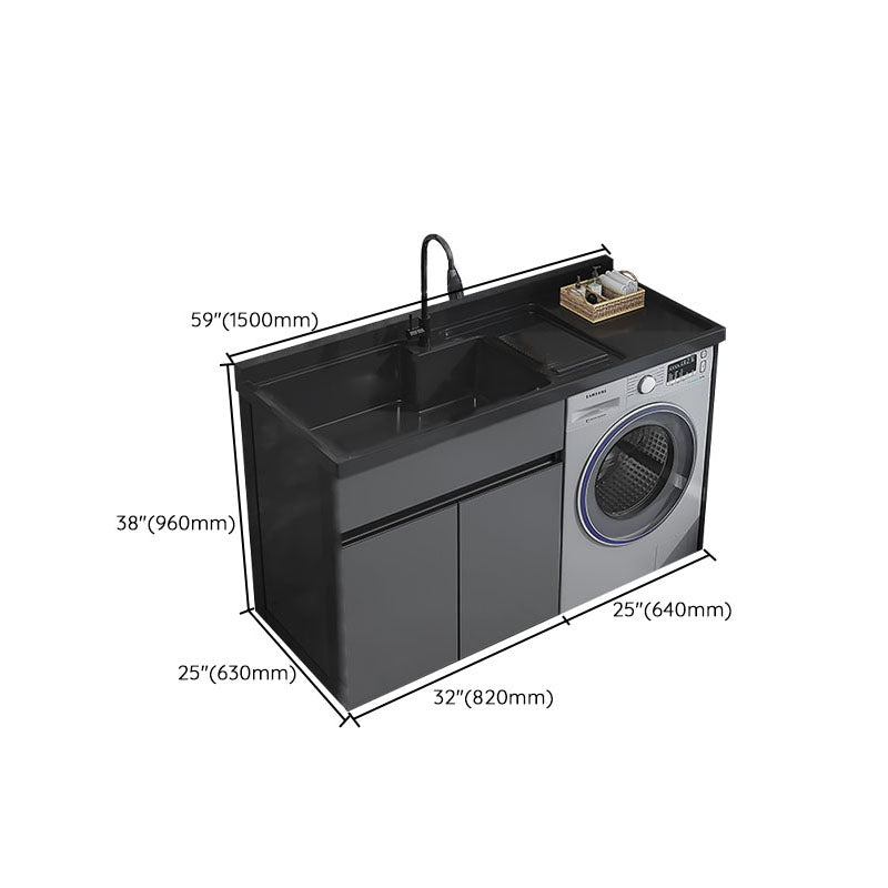 Metal Modern Freestanding Bathroom Vanity Set with Sink Faucet Clearhalo 'Bathroom Remodel & Bathroom Fixtures' 'Bathroom Vanities' 'bathroom_vanities' 'Home Improvement' 'home_improvement' 'home_improvement_bathroom_vanities' 7817839