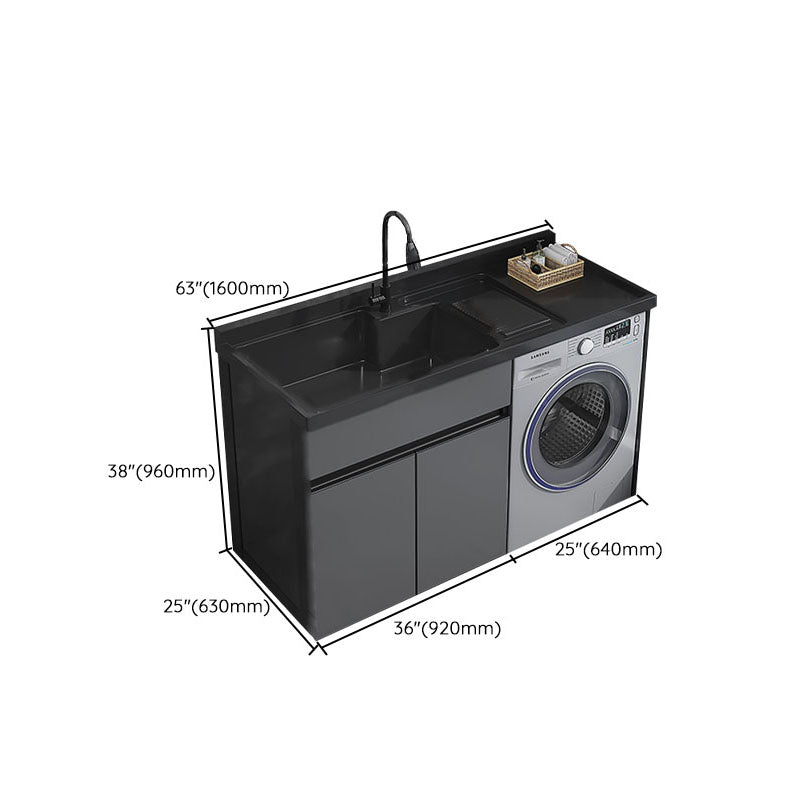 Metal Modern Freestanding Bathroom Vanity Set with Sink Faucet Clearhalo 'Bathroom Remodel & Bathroom Fixtures' 'Bathroom Vanities' 'bathroom_vanities' 'Home Improvement' 'home_improvement' 'home_improvement_bathroom_vanities' 7817840