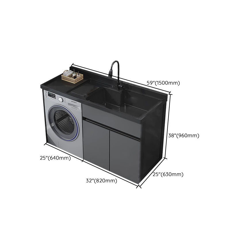 Metal Modern Freestanding Bathroom Vanity Set with Sink Faucet Clearhalo 'Bathroom Remodel & Bathroom Fixtures' 'Bathroom Vanities' 'bathroom_vanities' 'Home Improvement' 'home_improvement' 'home_improvement_bathroom_vanities' 7817850