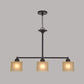 Traditional Style 3 Head Glass Pendant Light with Cylinder Shade Black Color Linear Hanging Lamp for Living Room Clearhalo 'Ceiling Lights' 'Hogar' 'Iluminación' 'Lámparas Colgantes Isla' 'Lámparas de Techo' 781826_0aeef883-96bf-4910-a292-1cdb7aeb0ead