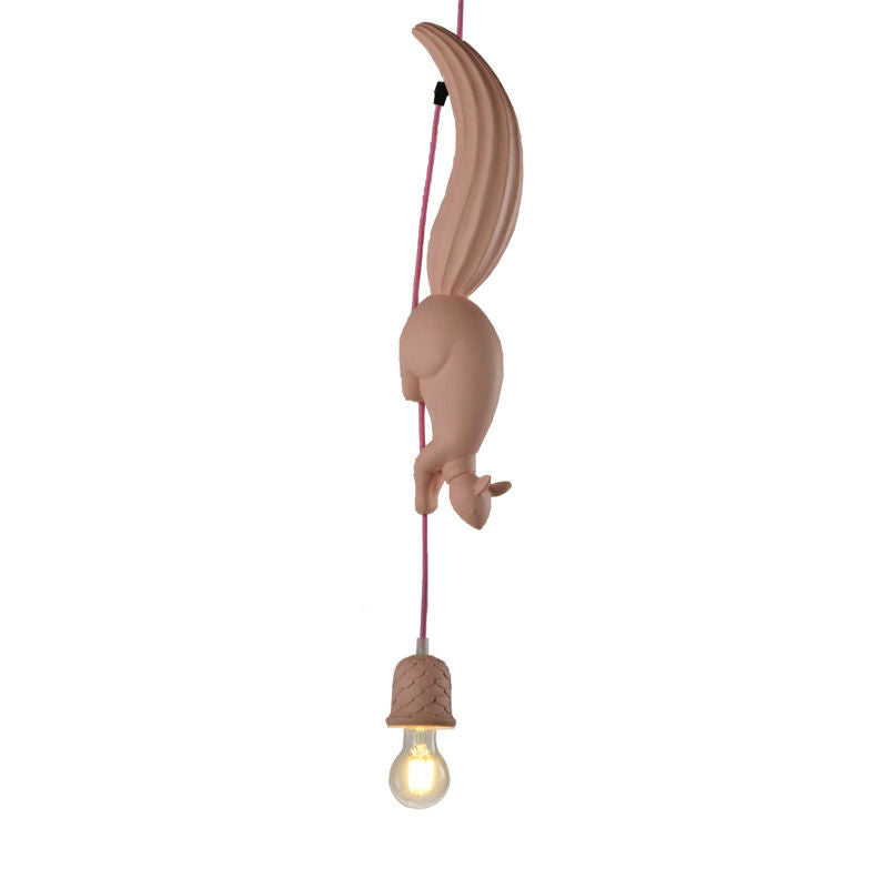 Warehouse Pinecone Shape Hanging Lamp 1 Light Resin Ceiling Pendant Light in White/Pink/Blue with Squirrel Deco Clearhalo 'Ceiling Lights' 'Pendant Lights' 'Pendants' Lighting' 781913