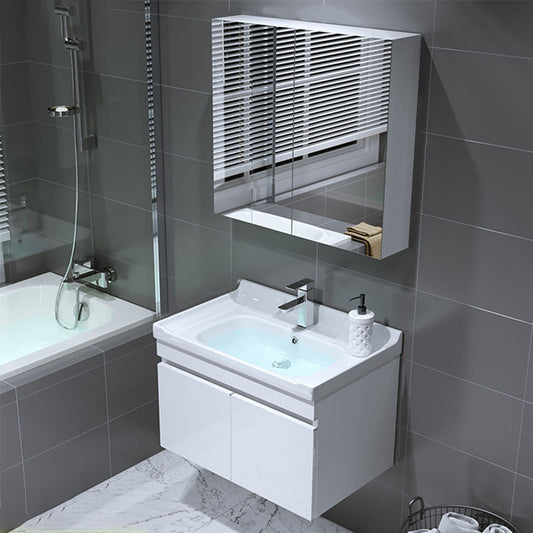 Modern Wall Mount Bathroom Sink Vanity with Faucet Sink Mirror Clearhalo 'Bathroom Remodel & Bathroom Fixtures' 'Bathroom Vanities' 'bathroom_vanities' 'Home Improvement' 'home_improvement' 'home_improvement_bathroom_vanities' 7819173