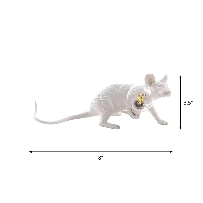 White Finish Mouse-Shape Table Lamp Nordic Style Resin 1 Head Restaurant Desk Lamp Clearhalo 'Lamps' 'Table Lamps' Lighting' 781935