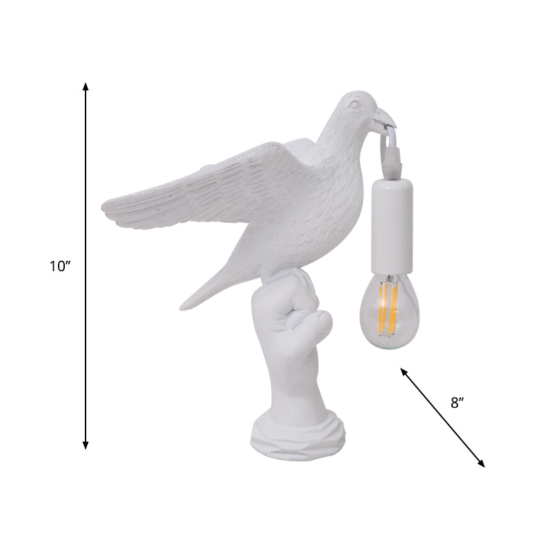 Nordic Style Bird Shaped Desk Light 1 Light Resin Night Table Lamp in White/Black for Bedroom Clearhalo 'Lamps' 'Table Lamps' Lighting' 781953