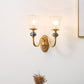 Post Modern Flower Wall Sconce Lighting 1/2-Head Clear Glass Wall Lamp Fixture in Brass Clearhalo 'Wall Lamps & Sconces' 'Wall Lights' Lighting' 781989
