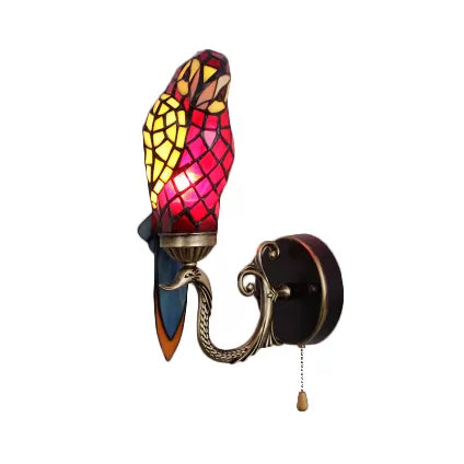 Rustic Parrot Wall Lighting Art Glass 1 Light Art Deco Sconce Light for Living Room Clearhalo 'Industrial' 'Middle century wall lights' 'Tiffany wall lights' 'Tiffany' 'Wall Lamps & Sconces' 'Wall Lights' Lighting' 7820