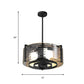Black 3-Head Semi Flush Mount Light Vintage Clear Trellis/Stripe Glass Drum Ceiling Lamp Fixture Clearhalo 'Ceiling Lights' 'Close To Ceiling Lights' 'Close to ceiling' 'Semi-flushmount' Lighting' 782046