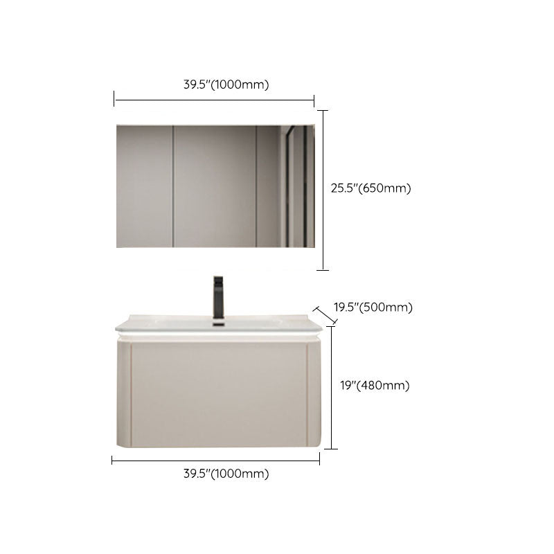 Wall Mount Modern Bathroom Sink Vanity with Mirror Faucet Sink Clearhalo 'Bathroom Remodel & Bathroom Fixtures' 'Bathroom Vanities' 'bathroom_vanities' 'Home Improvement' 'home_improvement' 'home_improvement_bathroom_vanities' 7820494