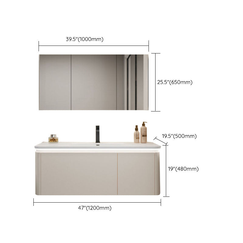 Wall Mount Modern Bathroom Sink Vanity with Mirror Faucet Sink Clearhalo 'Bathroom Remodel & Bathroom Fixtures' 'Bathroom Vanities' 'bathroom_vanities' 'Home Improvement' 'home_improvement' 'home_improvement_bathroom_vanities' 7820496