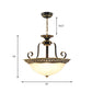 Domed Opal Glass Ceiling Chandelier Traditional 3 Lights Dining Room Suspension Lamp in Brass Clearhalo 'Ceiling Lights' 'Chandeliers' 'Glass shade' 'Glass' 'Pendant Lights' Lighting' 782074