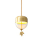 Brass Dome Hanging Lighting Vintage Clear Glass 1-Light Bedside LED Suspension Lamp with Maple Leaf Decor, 3.5"/5"/6" Wide Clearhalo 'Ceiling Lights' 'Pendant Lights' 'Pendants' Lighting' 782210