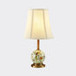Ceramic Chinese Painting Ball Table Light Pastoral 1 Bulb Sitting Room Night Lamp with Flared Fabric Shade Clearhalo 'Lamps' 'Table Lamps' Lighting' 784005