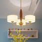 3/5-Bulb Drop Pendant Countryside Bedroom Chandelier Lamp with Drum Fabric Shade in White Clearhalo 'Ceiling Lights' 'Chandeliers' Lighting' options 784181