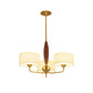 3/5-Bulb Drop Pendant Countryside Bedroom Chandelier Lamp with Drum Fabric Shade in White Clearhalo 'Ceiling Lights' 'Chandeliers' Lighting' options 784184