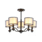 5/6 Bulbs Pendant Chandelier Traditional Double Drum Fabric Hanging Ceiling Light in Black for Bedroom Clearhalo 'Ceiling Lights' 'Chandeliers' Lighting' options 784215