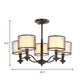 5/6 Bulbs Pendant Chandelier Traditional Double Drum Fabric Hanging Ceiling Light in Black for Bedroom Clearhalo 'Ceiling Lights' 'Chandeliers' Lighting' options 784216