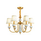 Cone Dining Room Chandelier Lamp Country Fabric 3/6-Light Brass Finish Pendant Lighting Fixture Clearhalo 'Ceiling Lights' 'Chandeliers' Lighting' options 784223