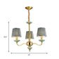 3/6-Head Fabric Chandelier Lighting Traditional Brass Pleated Shade Bedroom Drop Pendant with Curvy Arm Clearhalo 'Ceiling Lights' 'Chandeliers' Lighting' options 784238