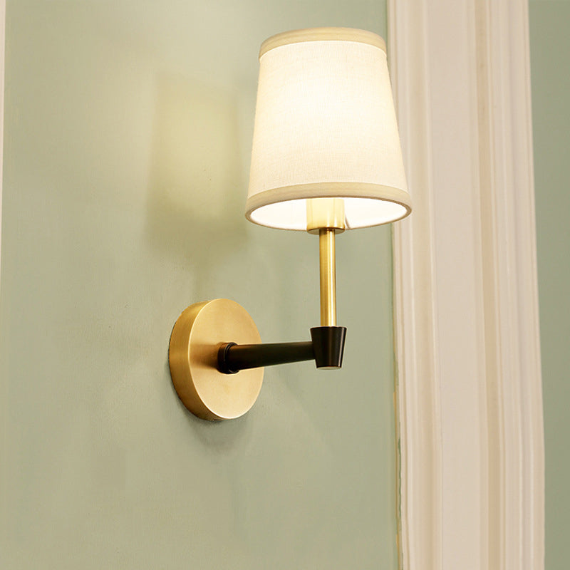 Traditional Tapered Wall Mount Light Fixture 1/2-Bulb Fabric Wall Sconce Lighting in Black 1.0 Black Clearhalo 'Wall Lamps & Sconces' 'Wall Lights' Lighting' 784255