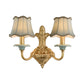 Brass Scalloped Wall Lighting Rustic Style Fabric 1/2 Lights Dining Room Wall Mount Light Fixture 2.0 Brass Clearhalo 'Wall Lamps & Sconces' 'Wall Lights' Lighting' 784294