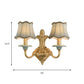 Brass Scalloped Wall Lighting Rustic Style Fabric 1/2 Lights Dining Room Wall Mount Light Fixture Clearhalo 'Wall Lamps & Sconces' 'Wall Lights' Lighting' 784297