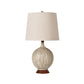 Flaxen Globe Night Lamp Rural Style Ceramic 1 Head Bedroom Nightstand Light with Drum Fabric Shade Clearhalo 'Lamps' 'Table Lamps' Lighting' 784409