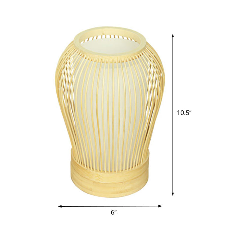 Japanese 1 Bulb Task Lighting White Droplet Small Desk Lamp with Bamboo ...