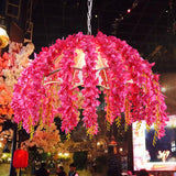 Metal Rose Red Hanging Pendant Light Bowl Cage 1-Head Warehouse Ceiling Lamp with Fake Vine Deco Rose Red Clearhalo 'Art Deco Pendants' 'Cast Iron' 'Ceiling Lights' 'Ceramic' 'Crystal' 'Industrial Pendants' 'Industrial' 'Metal' 'Middle Century Pendants' 'Pendant Lights' 'Pendants' 'Tiffany' Lighting' 784618