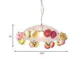 White 1 Light Hanging Lighting Antiqued PVC Umbrella Pendant Light Kit with Artificial Flower Deco Clearhalo 'Ceiling Lights' 'Industrial Pendants' 'Industrial' 'Middle Century Pendants' 'Pendant Lights' 'Pendants' 'Tiffany' Lighting' 784669