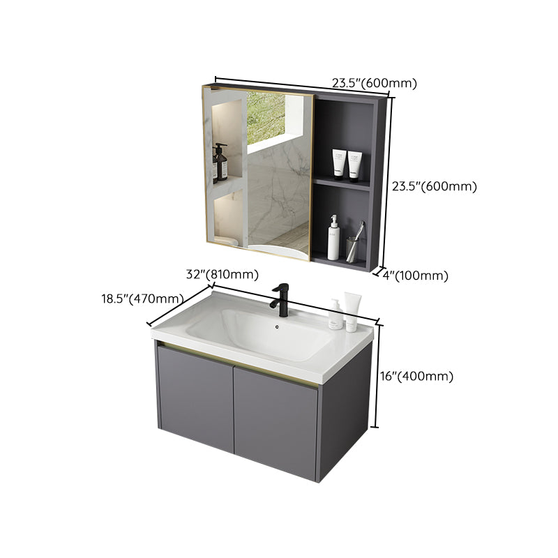 Metal Bathroom Sink Vanity Wall Mounted Bathroom Sink Vanity with Faucet Clearhalo 'Bathroom Remodel & Bathroom Fixtures' 'Bathroom Vanities' 'bathroom_vanities' 'Home Improvement' 'home_improvement' 'home_improvement_bathroom_vanities' 7846805