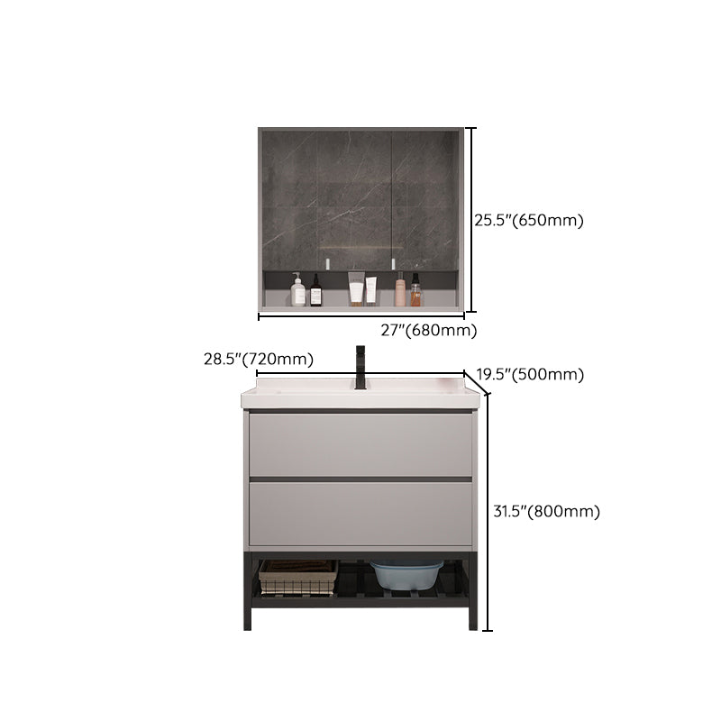 Wall Mount Vanity White Wood Frame Soft Close Drawers Single Sink Vanity with Mirror Clearhalo 'Bathroom Remodel & Bathroom Fixtures' 'Bathroom Vanities' 'bathroom_vanities' 'Home Improvement' 'home_improvement' 'home_improvement_bathroom_vanities' 7846890