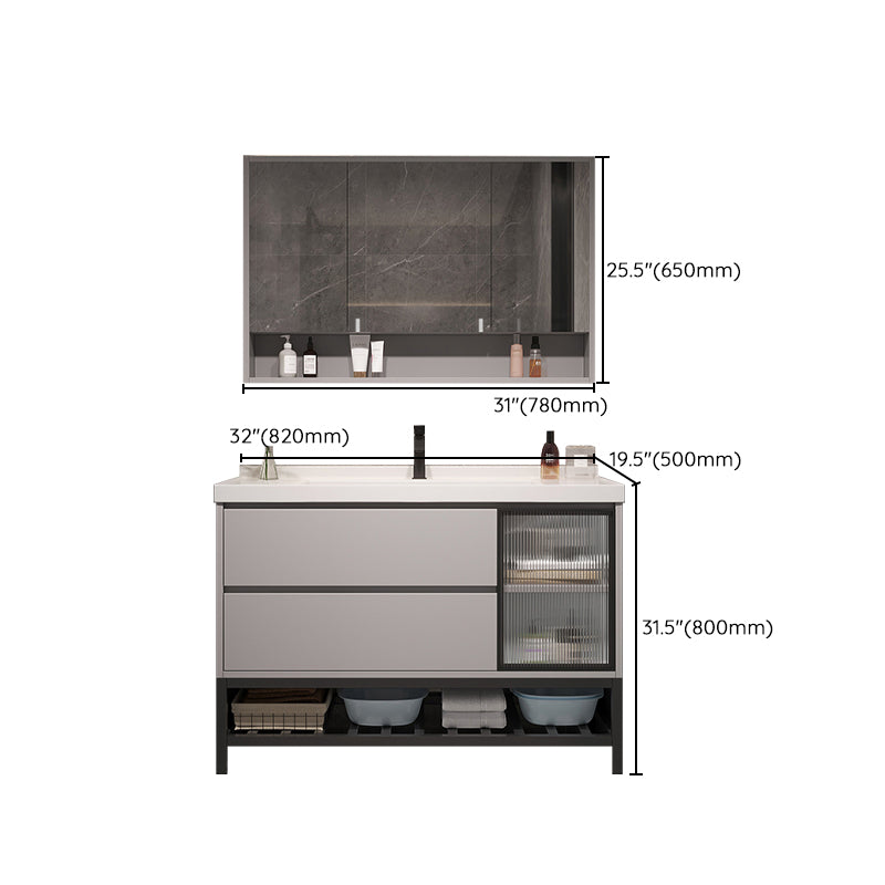 Wall Mount Vanity White Wood Frame Soft Close Drawers Single Sink Vanity with Mirror Clearhalo 'Bathroom Remodel & Bathroom Fixtures' 'Bathroom Vanities' 'bathroom_vanities' 'Home Improvement' 'home_improvement' 'home_improvement_bathroom_vanities' 7846891