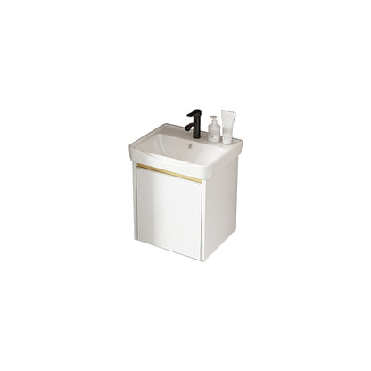 Wall Mount Bath Vanity White Rectangular Single Sink Mirror Metal Frame Vanity with Doors Vanity & Faucet 17"L x 14"W x 16"H Clearhalo 'Bathroom Remodel & Bathroom Fixtures' 'Bathroom Vanities' 'bathroom_vanities' 'Home Improvement' 'home_improvement' 'home_improvement_bathroom_vanities' 7846964
