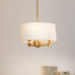 Drum Bedroom Hanging Chandelier Farmhouse Fabric 3 Bulbs White/Light Wood/Dark Wood Ceiling Suspension Light Clearhalo 'Ceiling Lights' 'Chandeliers' Lighting' options 784736