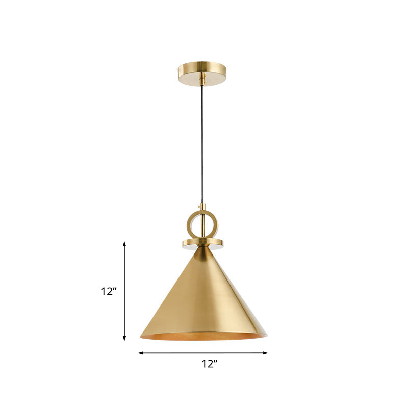 Metal Brass Finish Suspension Light Conical 1-Light Minimal Ceiling Pendant Lamp Clearhalo 'Ceiling Lights' 'Pendant Lights' 'Pendants' Lighting' 784754