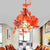 1 Bulb Diamond Cage Ceiling Pendant Farmhouse Red/Pink/Green Metal Suspension Light with Fabric Shade and Fake Flower/Leaf Deco Orange Red Clearhalo 'Art Deco Pendants' 'Cast Iron' 'Ceiling Lights' 'Ceramic' 'Crystal' 'Industrial Pendants' 'Industrial' 'Metal' 'Middle Century Pendants' 'Pendant Lights' 'Pendants' 'Tiffany' Lighting' 784926
