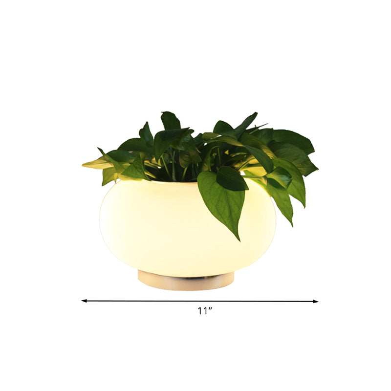 1 Light Oval Table Lighting Industrial White Glass Nightstand Light for Bedroom, 11"/15"/19" Long Clearhalo 'Lamps' 'Table Lamps' Lighting' 785065