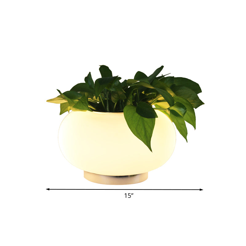 1 Light Oval Table Lighting Industrial White Glass Nightstand Light for Bedroom, 11"/15"/19" Long Clearhalo 'Lamps' 'Table Lamps' Lighting' 785066