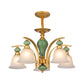 Opal Glass Gold Pendant Light Fixture Bell 5/6/8 Lights Rustic Style Chandelier Lighting with Curved Arm Clearhalo 'Ceiling Lights' 'Chandeliers' Lighting' options 785178