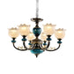 3/6 Bulbs Blossom Hanging Light Kit Classic Black Finish Clear Ribbed Glass Pendant Chandelier Clearhalo 'Ceiling Lights' 'Chandeliers' Lighting' options 785215