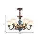 Bowl Frosted Prismatic Glass Hanging Lamp Country 3/6 Lights Bedroom Chandelier Light in Black with Curving Arm Clearhalo 'Ceiling Lights' 'Chandeliers' Lighting' options 785241