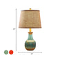 1 Light Ceramic Night Light Rural Style Red/Blue Vase Bedroom Nightstand Lamp with Tapered Drum Fabric Shade Clearhalo 'Lamps' 'Table Lamps' Lighting' 785300