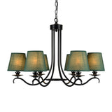 Green Tapered Chandelier Lighting Fixture Rustic Fabric 6 Lights Pendant Light Kit for Dining Room Clearhalo 'Ceiling Lights' 'Chandeliers' Lighting' options 785651