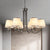 Fabric Cone Chandelier Light Classic Style 6 Heads Dining Room Down Lighting Pendant in Silver/Blue/White and Silver White-Silver Clearhalo 'Ceiling Lights' 'Chandeliers' Lighting' options 785679_ed813765-87aa-406b-a54e-478f58aba544