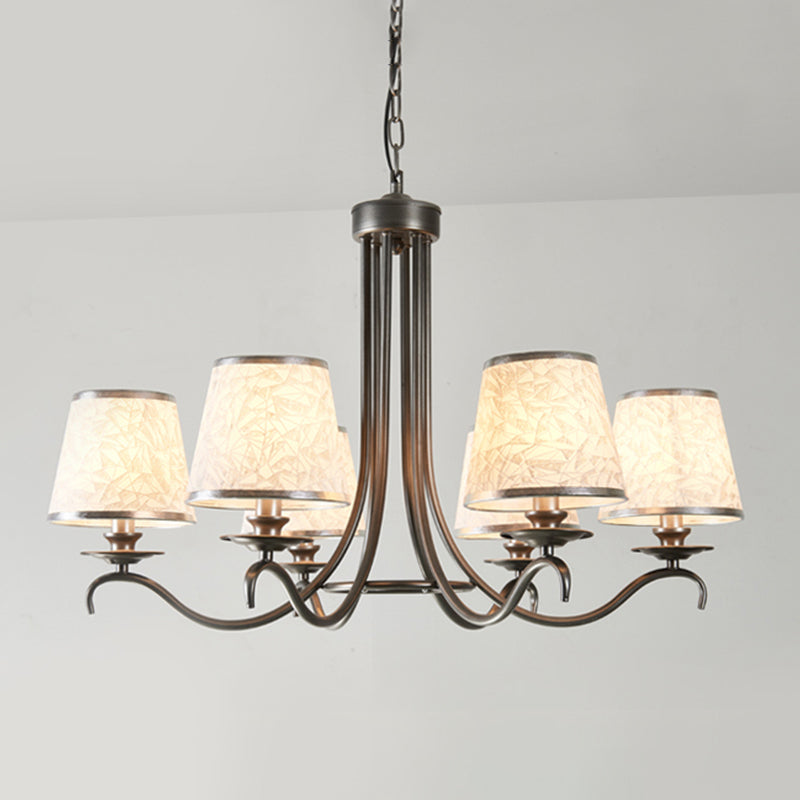 Fabric Cone Chandelier Light Classic Style 6 Heads Dining Room Down Lighting Pendant in Silver/Blue/White and Silver Clearhalo 'Ceiling Lights' 'Chandeliers' Lighting' options 785682