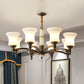 6/8 Lights Hanging Light Fixture Retro Living Room Chandelier Lamp with Bell White Glass Shade in Black 8 Black Clearhalo 'Ceiling Lights' 'Chandeliers' Lighting' options 785688_334ad3dd-b34d-42bf-ac7c-b5e65708be0a