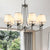 Traditional Twisted Arm Chandelier 8 Bulbs Metallic Pendant Light Kit in Silver/Blue/White and Silver with Conic Fabric Shade White-Silver Clearhalo 'Ceiling Lights' 'Chandeliers' Lighting' options 785697_5d8539fb-c0e1-4e9b-999f-ea3a5e0ddc66