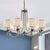 Traditional Twisted Arm Chandelier 8 Bulbs Metallic Pendant Light Kit in Silver/Blue/White and Silver with Conic Fabric Shade Silver Clearhalo 'Ceiling Lights' 'Chandeliers' Lighting' options 785702_db557d1c-ed15-4da9-a529-b1e3a7d429ed