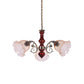 3 Heads Chandelier Light Fixture Pastoral Style Ruffled Clear Glass Hanging Pendant in Red Brown Clearhalo 'Ceiling Lights' 'Chandeliers' Lighting' options 785819