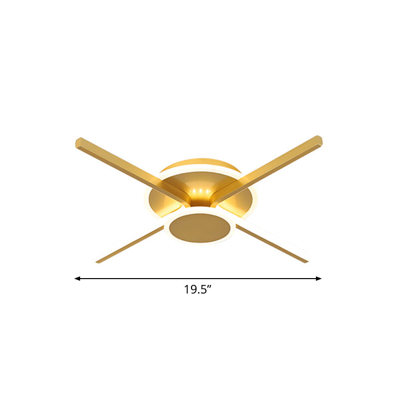 Minimalist Cross Flush Light Fixture Acrylic Bedroom 19.5"/24.5" Wide LED Ceiling Mount Lighting in Gold, Warm/White Light Clearhalo 'Ceiling Lights' 'Close To Ceiling Lights' 'Close to ceiling' 'Flush mount' Lighting' 785911